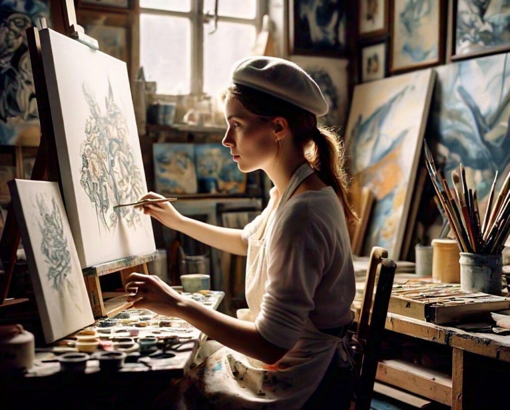 Melukis sebagai terapi untuk mengurangi stres dan meningkatkan kesehatan mental.