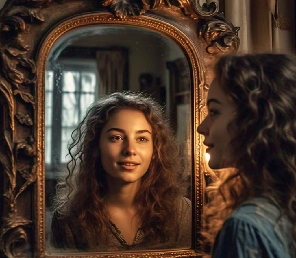 Siluet seseorang dengan bayangan yang berbeda, melambangkan fenomena Memorie Mirage di mana ingatan tidak selalu mencerminkan kenyataan.