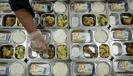 Ilustrasi Nasi kotak berisi ayam, sayur, dan susu dibagikan dalam program makanan bergizi gratis yang diduga menyebabkan keracunan massal.