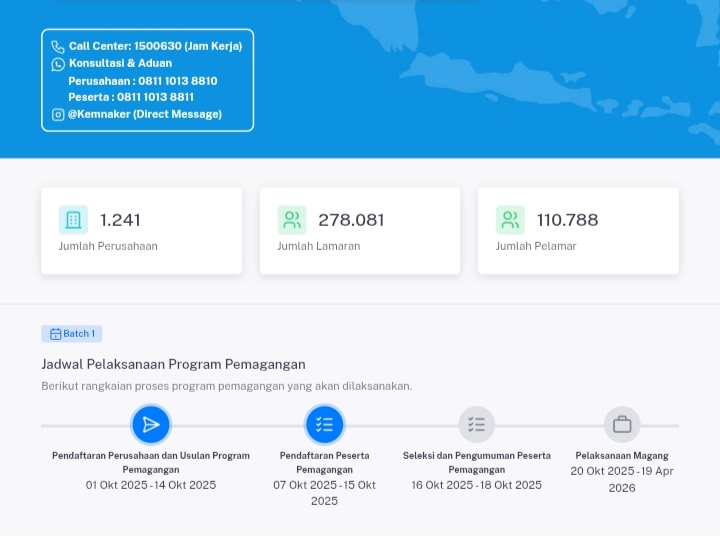 Tangkap Layar laman Magang Kemnaker 2025