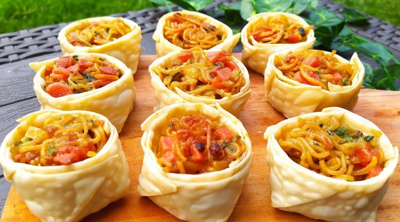 resep mie goreng sosis mangkok kulit pangsit yang renyah