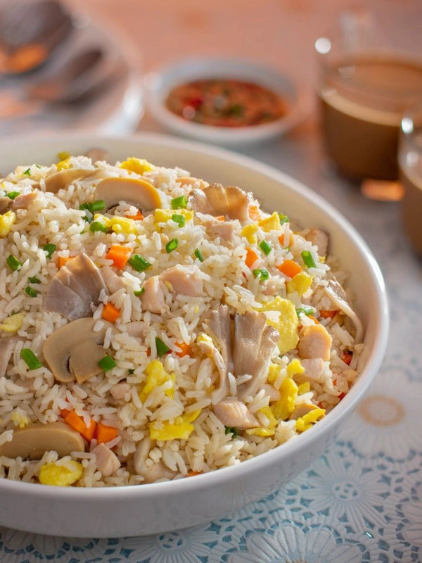 resep nasi goreng jamur yang gurih, lezat, dan praktis