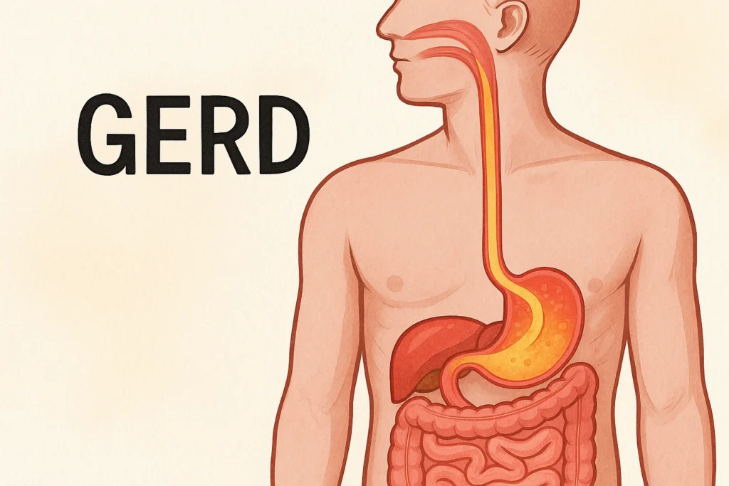 “Ilustrasi asam lambung naik ke kerongkongan pada kasus GERD