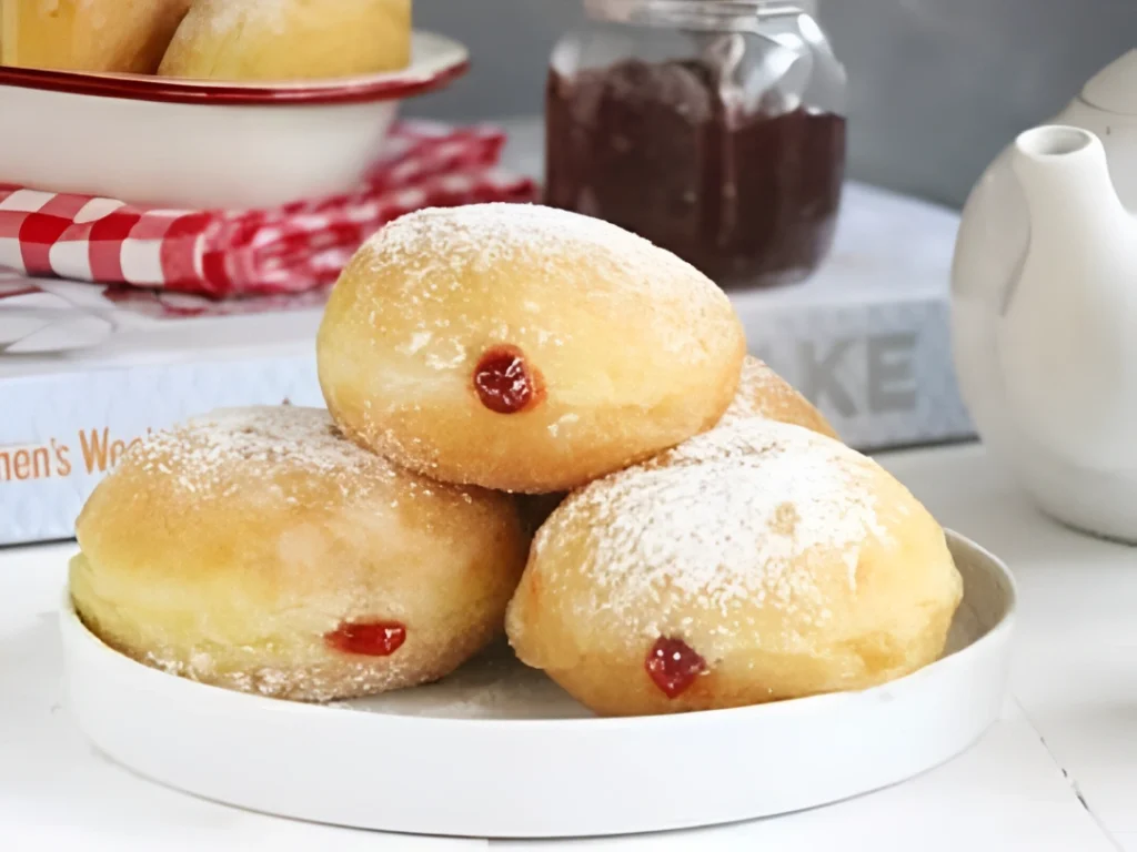 resep donat bomboloni isi selai strawberry yang super lembut