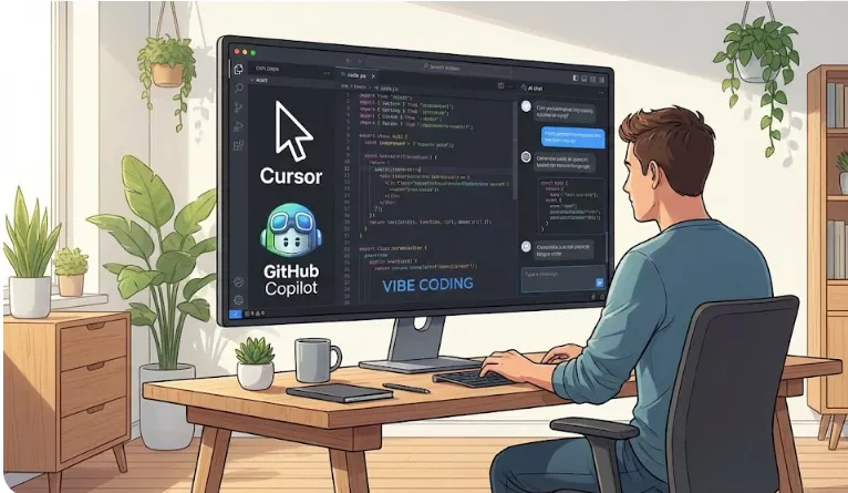 Ilustrasi Vibe Coding pakai AI