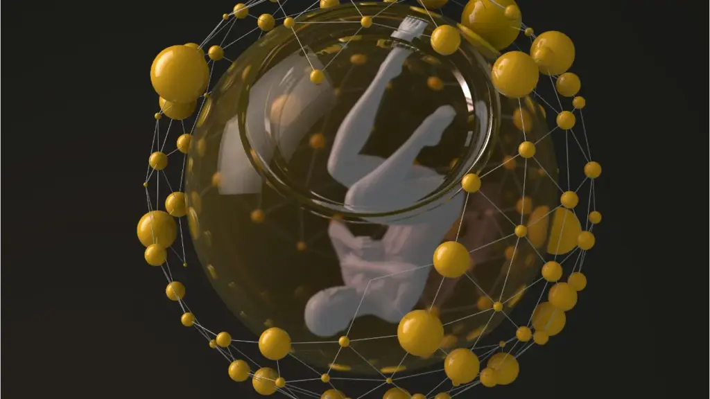 Ilustrasi abstrak mekanisme molekuler risiko karsinogenik pangan yang mempengaruhi sel tubuh manusia.