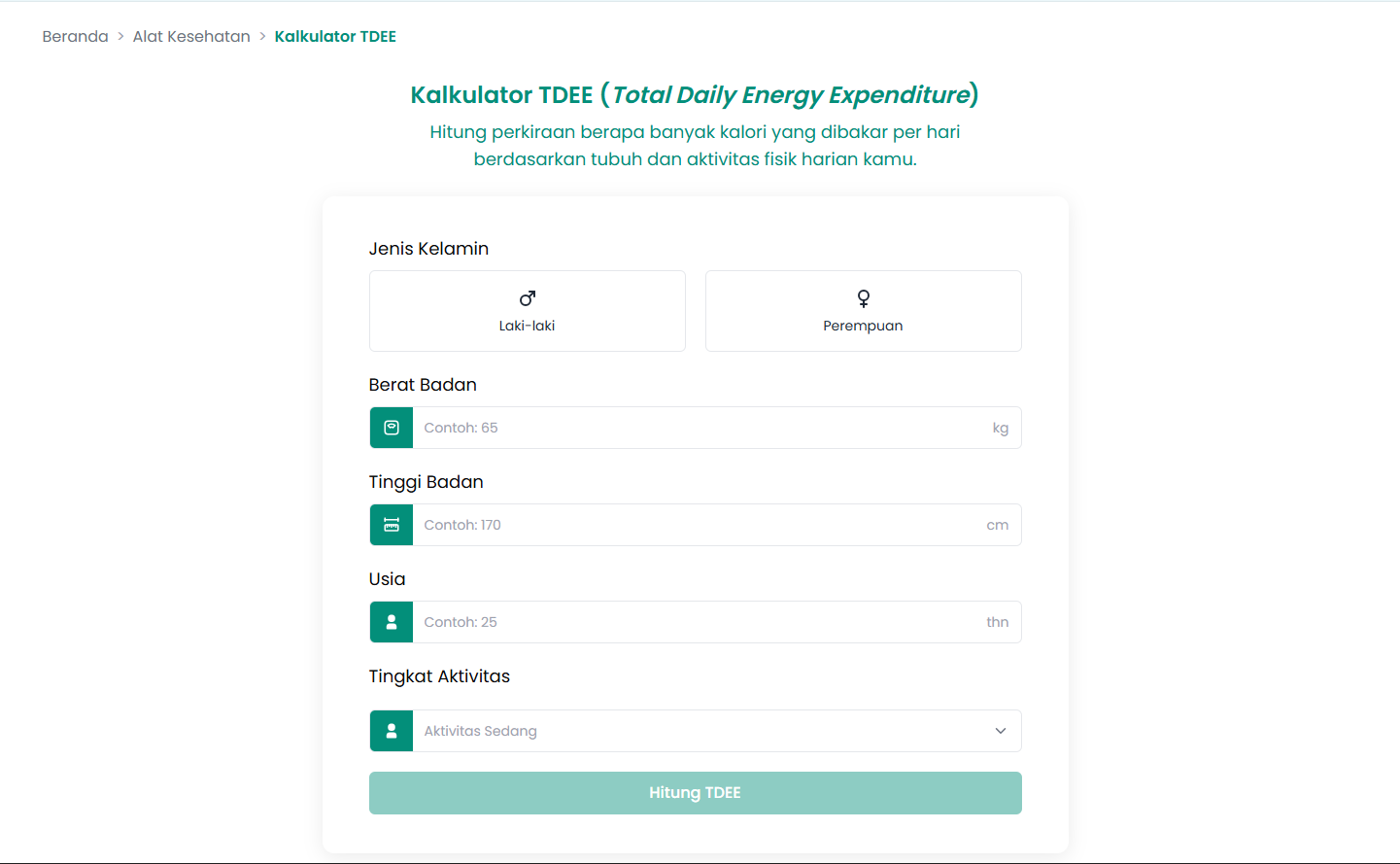 Kalkulator TDEE Rawat Id