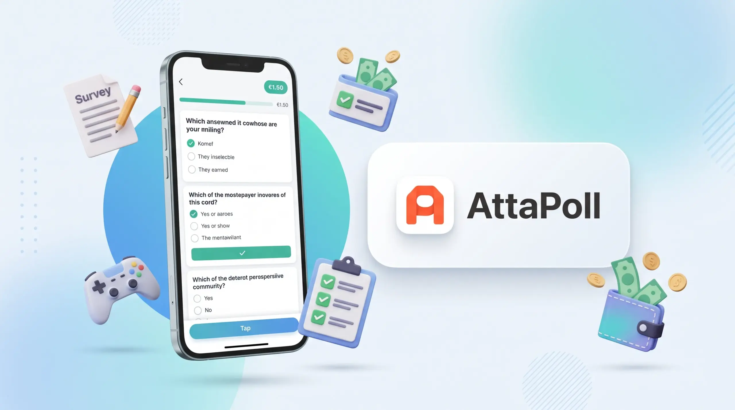 Aplikasi survei penghasil uang AttaPoll dengan fitur survei, game, task, dan pencairan mulai $3