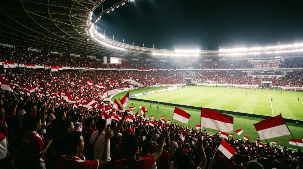 Suporter Timnas Indonesia memenuhi stadion jelang final FIFA ASEAN Cup 2026